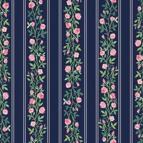 Climbing Roses - Navy Blue Colorway