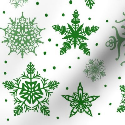 Christmas snowflake white and green