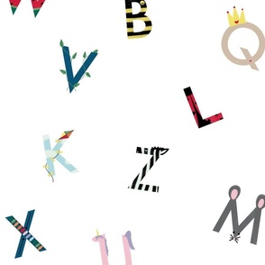large scale // alphabet - fun illustrated alphabet letters kids baby nursery