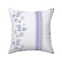 L - Grand-Millennial Floral Strawberry Cottage French Style Classic Pink and Purple Stripes on white