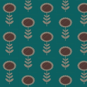 Ikat Flower - Green and Brown