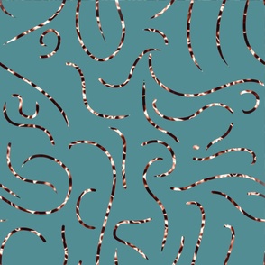 Abstract doodles on dusty teal