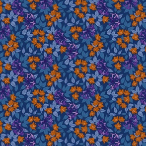 orange and purple flowers with blue leaves - small