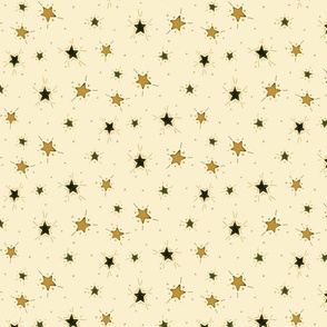 small christmas stars - green, gold and cream