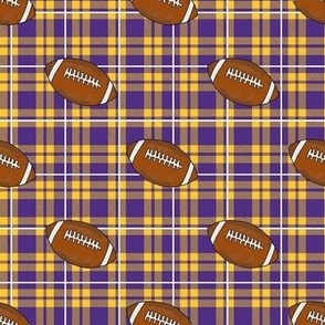 Smaller Scale Team Spirit Football Plaid in Minnesota Vikings Colors Purple and Yellow Gold