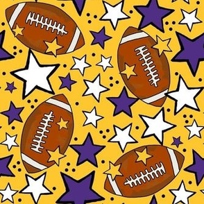 Medium Scale Team Spirit Footballs and Stars in Minnesota Vikings Colors Purple and Yellow Gold