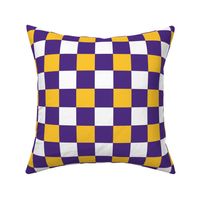 Medium Scale Team Spirit Football Bold Checkerboard in Minnesota Vikings Colors Purple and Yellow Gold