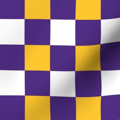 Medium Scale Team Spirit Football Bold Checkerboard in Minnesota Vikings Colors Purple and Yellow Gold