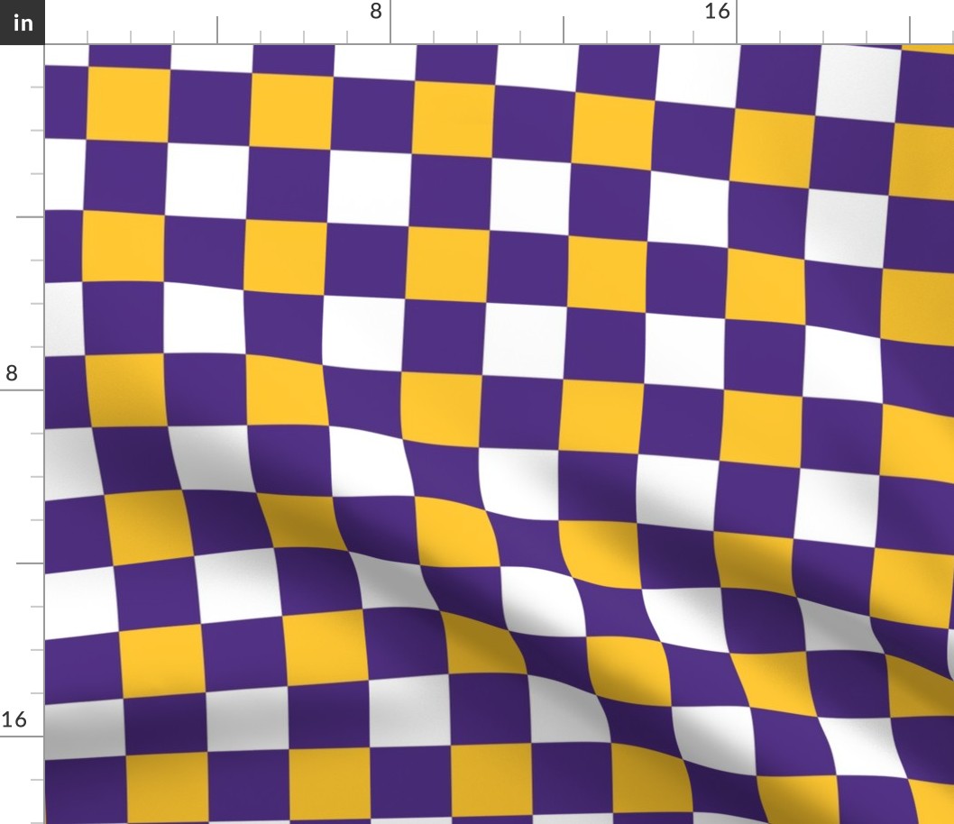 Medium Scale Team Spirit Football Bold Checkerboard in Minnesota Vikings Colors Purple and Yellow Gold