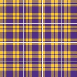 Smaller Scale Team Spirit Football Plaid in Minnesota Vikings Colors Purple and Yellow Gold 