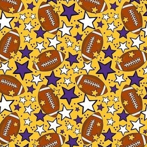 Small Scale Team Spirit Footballs and Stars in Minnesota Vikings Colors Purple and Yellow Gold