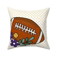 18x18 Panel Team Spirit Football and Flowers in Minnesota Vikings Colors Purple and Yellow Gold for DIY Throw Pillow Cushion Cover or Tote Bag (1)