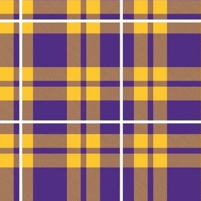 Bigger Scale Team Spirit Football Plaid in Minnesota Vikings Colors Purple and Yellow Gold