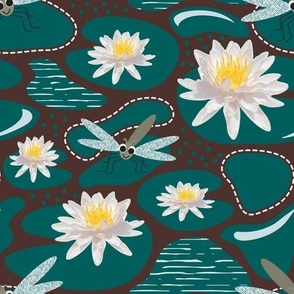 Water Lilies and Dragonflies: Small  