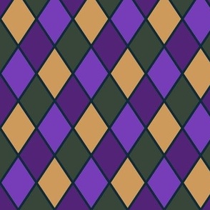 Harlequin Pattern in Shades of Purple, Gold and Green with Repeat of About 3 Inches