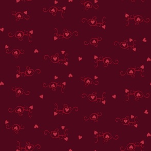 Red goth calligraphy swirls and hearts in 3 red colours. vampire chic "Murder me not"