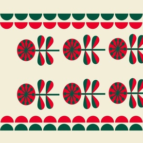 Modern Swedish Holiday Christmas Flower Tea Towel