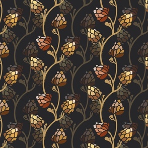 Large Wallpaper / Medium Fabric - Tropical fruit Vine Sunny Black
