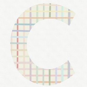 C - pastel stripes monogram letter panel // large scale
