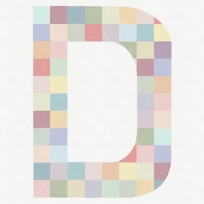 D - pastel check monogram letter panel // large scale