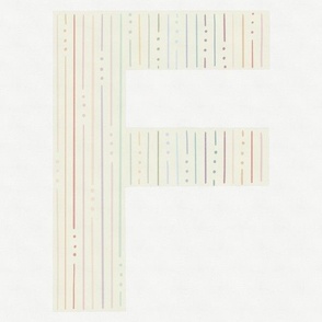 F - pastel striped monogram letter panel // large scale