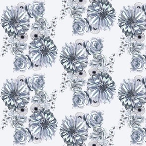 [Medium] Tiled Silver Bright Floral Bouquet Dahlia Roses