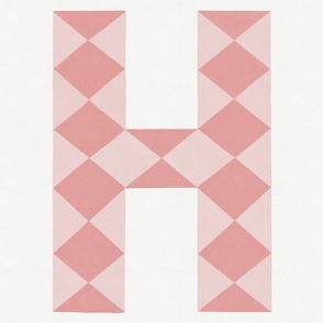 H - pastel diamonds pink monogram letter panel // large scale