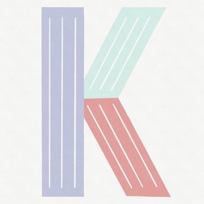K - pastel geometric monogram letter panel  // large scale
