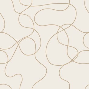 Abstract Line - Cream Ivory & Caramel Beige