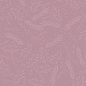 Leaves on Linen, Neutral Leafy Minimalist, Artichoke Mauve Raspberry Pink