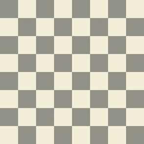 Checkerboard // medium print // Mod 80s Retro Contrasting Geometric Checks - Smoky Gray on Creamy White