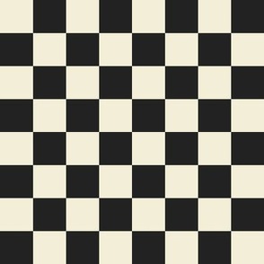 Checkerboard // medium print // Mod 80s Retro Contrasting Geometric Checks - Dusty Black on Creamy White