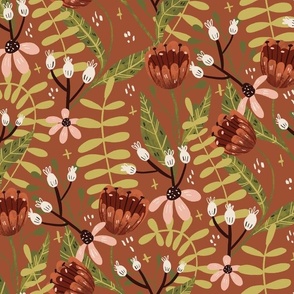 Busy Whimsy Kids Floral Burnet Sienna 14.67"