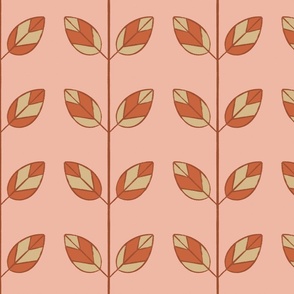 Vertical Line Simple Leaves 13.33" Apricot Background 