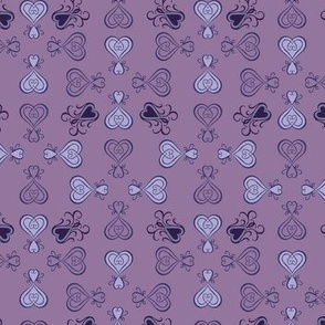 Macabre weaved hearts gothic Halloween design in pinks and purples “Wicca love”