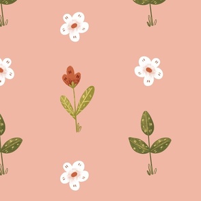 Baby Girl Flowers Light Coral Background 13.33"