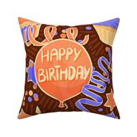 (large) cheerful Happy birthday candles cupcake confetti  brown orange yellow blue