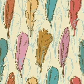 Colored Crow Feathers in Vintage Boho Style