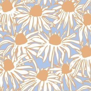 asteraceae - sky blue, vanilla and gold - large scale 