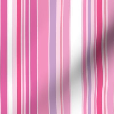 Basic Stripe-Multi-colored Varying Width Stripes-Bubble Gum Palette