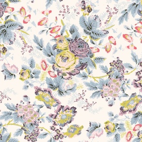 English Chintz Color Pale Blue and Lavender