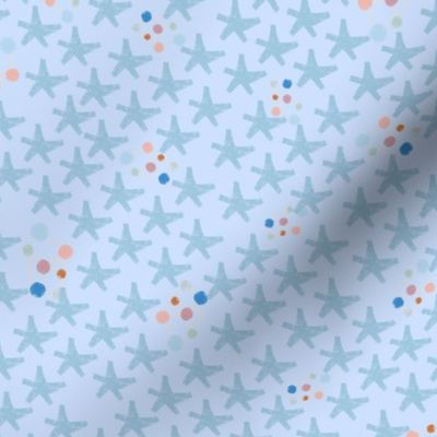 Cosmic stars baby boy nursery pattern - blue background