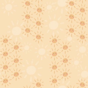 Mid-century orange and beige suns optimistic pattern with orange background