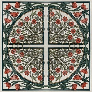 Art Nouveau Flower Tiles