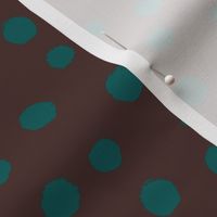 Teal dots on rich brown earth tone