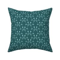 Classical gothic style pattern with calligraphy heart flowers in Teal and mint green “lady killer”