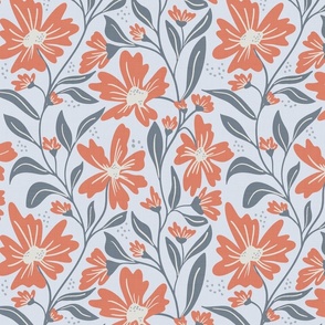 Intangible florals small scale orange 