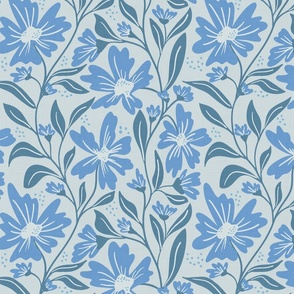 Intangible florals small scale blue