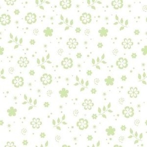 Pastel Green flowers on White