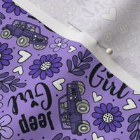 Medium Scale Jeep Girl Floral with Hearts in Purple